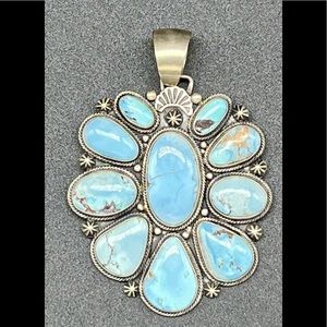 HUGE Golden Hills Turquoise pendant signed B Johnson